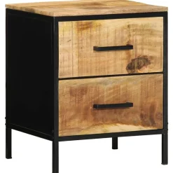 Tables-vidaXL Cabinet de chevet avec tiroir Marron et Noir 40 x 35 x 50 cm