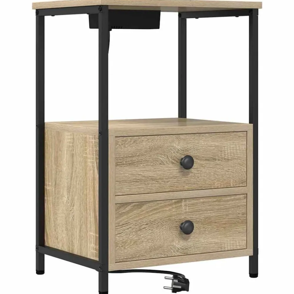 Tables-vidaXL Cabinet de chevet avec tiroir Chêne Sonoma 40 x 31 x 60 cm Chêne sonoma