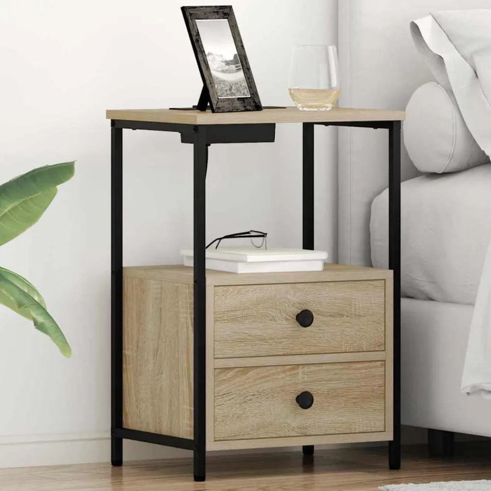 Tables-vidaXL Cabinet de chevet avec tiroir Chêne Sonoma 40 x 31 x 60 cm Chêne sonoma