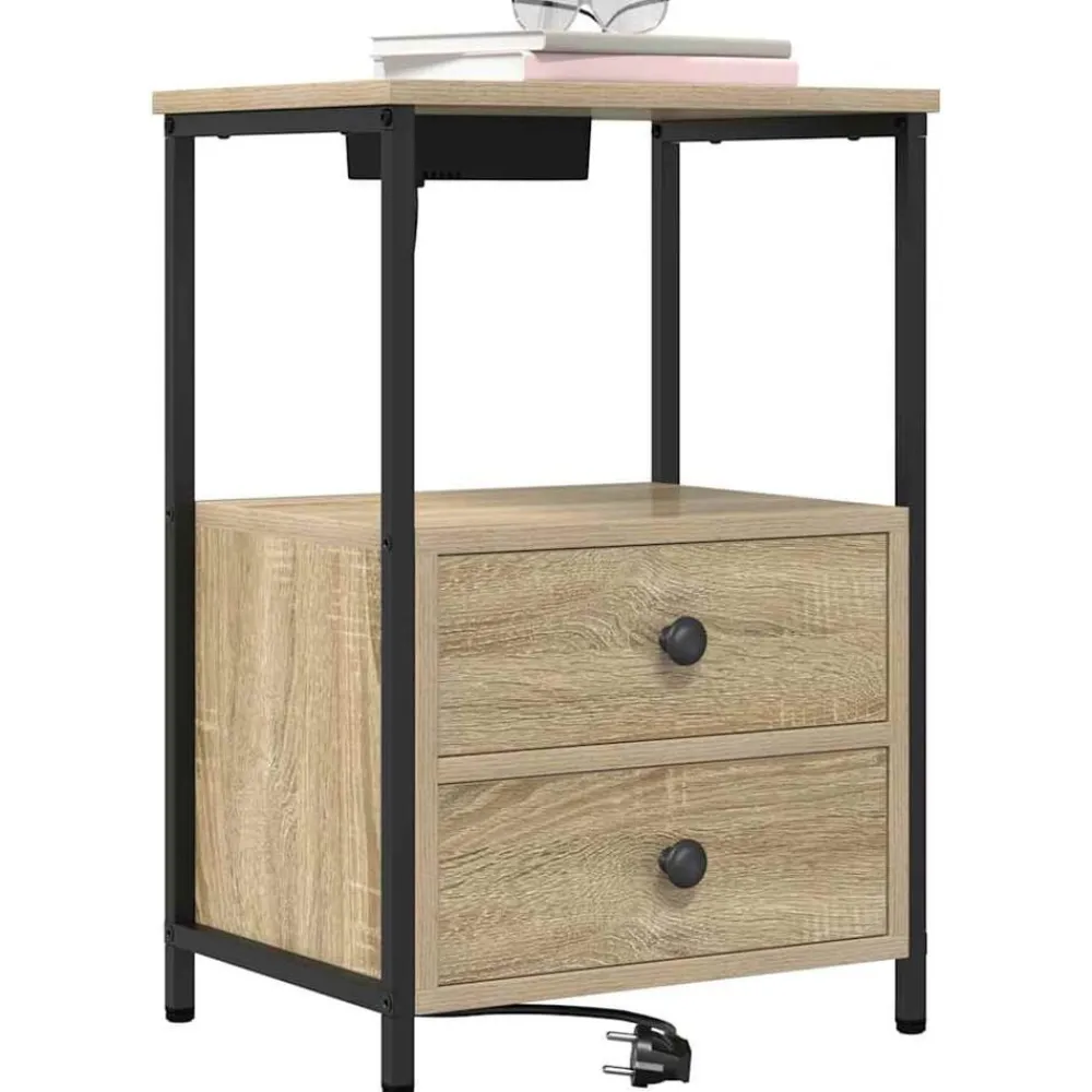 Tables-vidaXL Cabinet de chevet avec tiroir Chêne Sonoma 40 x 31 x 60 cm Chêne sonoma