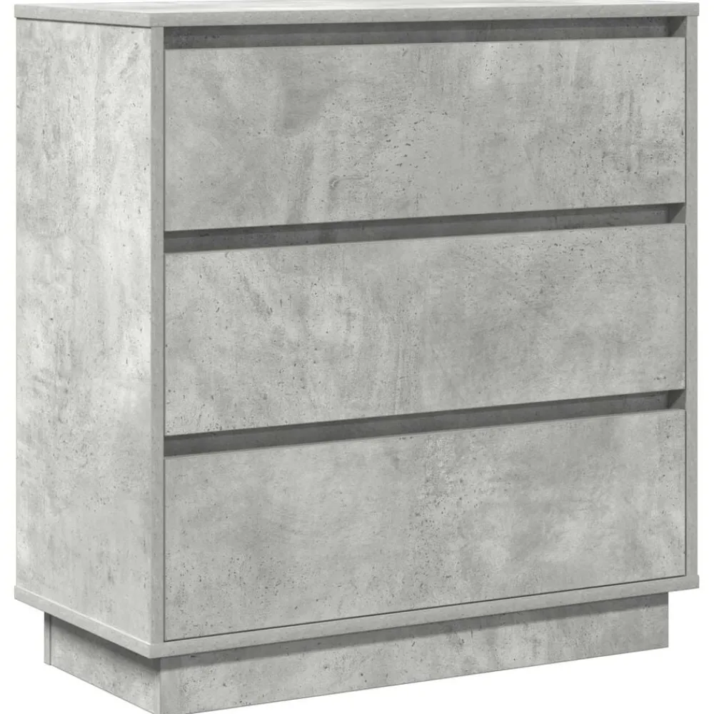 Tables-vidaXL Cabinet de chevet avec tiroir 71 x 34,5 x 75 cm Gris béton