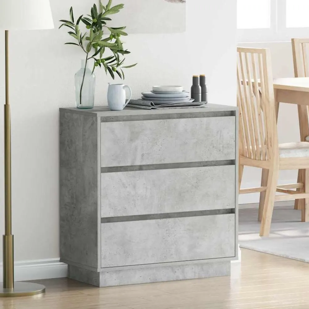 Tables-vidaXL Cabinet de chevet avec tiroir 71 x 34,5 x 75 cm Gris béton