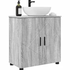 vidaXL Cabinet de salle de bain avec porte Gris Sonoma 61 x 35 x 64 cm