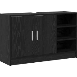 Ensembles De Meubles-vidaXL Cabinet de salle de bain avec porte Chêne noir 90 x 29 x 55 cm Chêne noir
