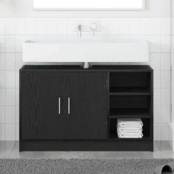 Ensembles De Meubles-vidaXL Cabinet de salle de bain avec porte Chêne noir 90 x 29 x 55 cm Ch&ecirc;ne noir
