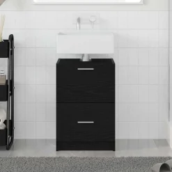 vidaXL Cabinet de salle de bain avec tiroir Chêne noir 40 x 37 x 59 cm