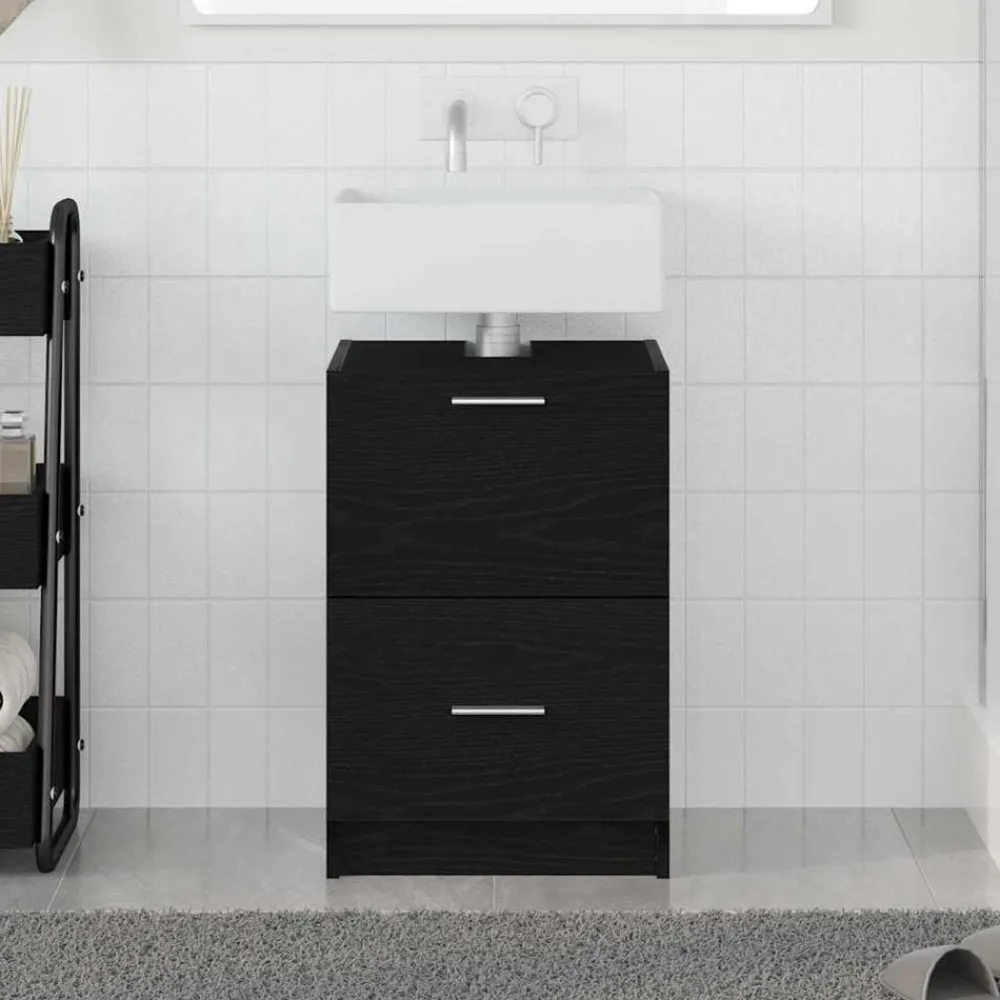 vidaXL Cabinet de salle de bain avec tiroir Chêne noir 40 x 37 x 59 cm