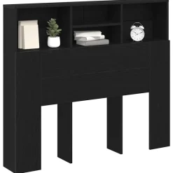 Lits & Accessoires-vidaXL Cabinet de Tête de Lit Chêne noir 120 x 19 x 103,5 cm Ch&ecirc;ne noir