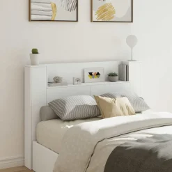 vidaXL Cabinet de Tête de Lit avec LED 140 x 16,5 x 103,5 cm