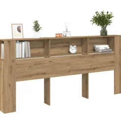 Lits & Accessoires-vidaXL Cabinet de Tête de Lit Chêne artisanal 220 x 18,5 x 102,5 cm ch&ecirc;ne artisanal