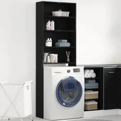 vidaXL Cabinet pour lave-linge Chêne noir 64 x 24 x 190 cm