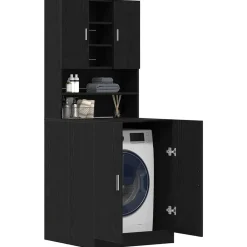 Accessoires Pour Appareils Électroménagers-vidaXL Cabinet pour lave-linge 2 pcs Chêne noir 70,5 x 71,5 x 181,5 cm Ch&ecirc;ne noir