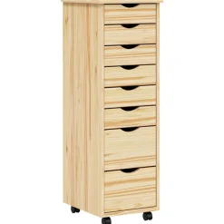 vidaXL Cabinet Roulant avec Tiroirs avec roue MOSS Vernis transparent