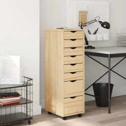 vidaXL Cabinet Roulant avec Tiroirs avec roue MOSS Vernis transparent