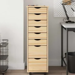 vidaXL Cabinet Roulant avec Tiroirs avec roue MOSS Vernis transparent