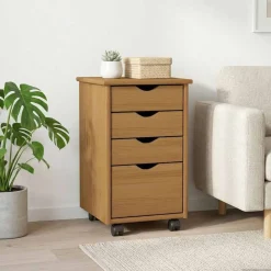 vidaXL Cabinet roulant MOSS 34 x 39 x 56 cm Pin massif