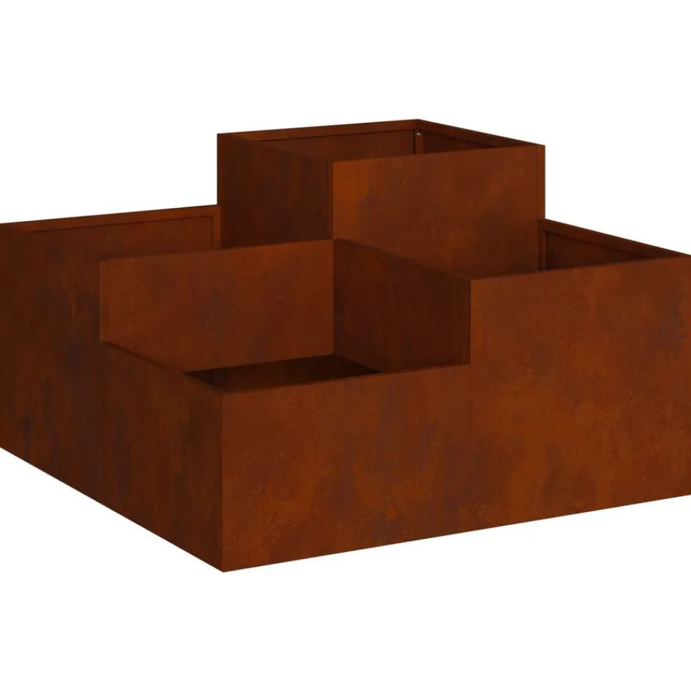 Pelouses & Jardins-vidaXL Cache-pot de jardin Rouillé 80 x 80 x 48 cm Acier patiné Acier résistant aux intempéries