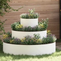 vidaXL Cache-pot de jardin Blanc 90 x 90 x 20 cm Acier laminé à froid
