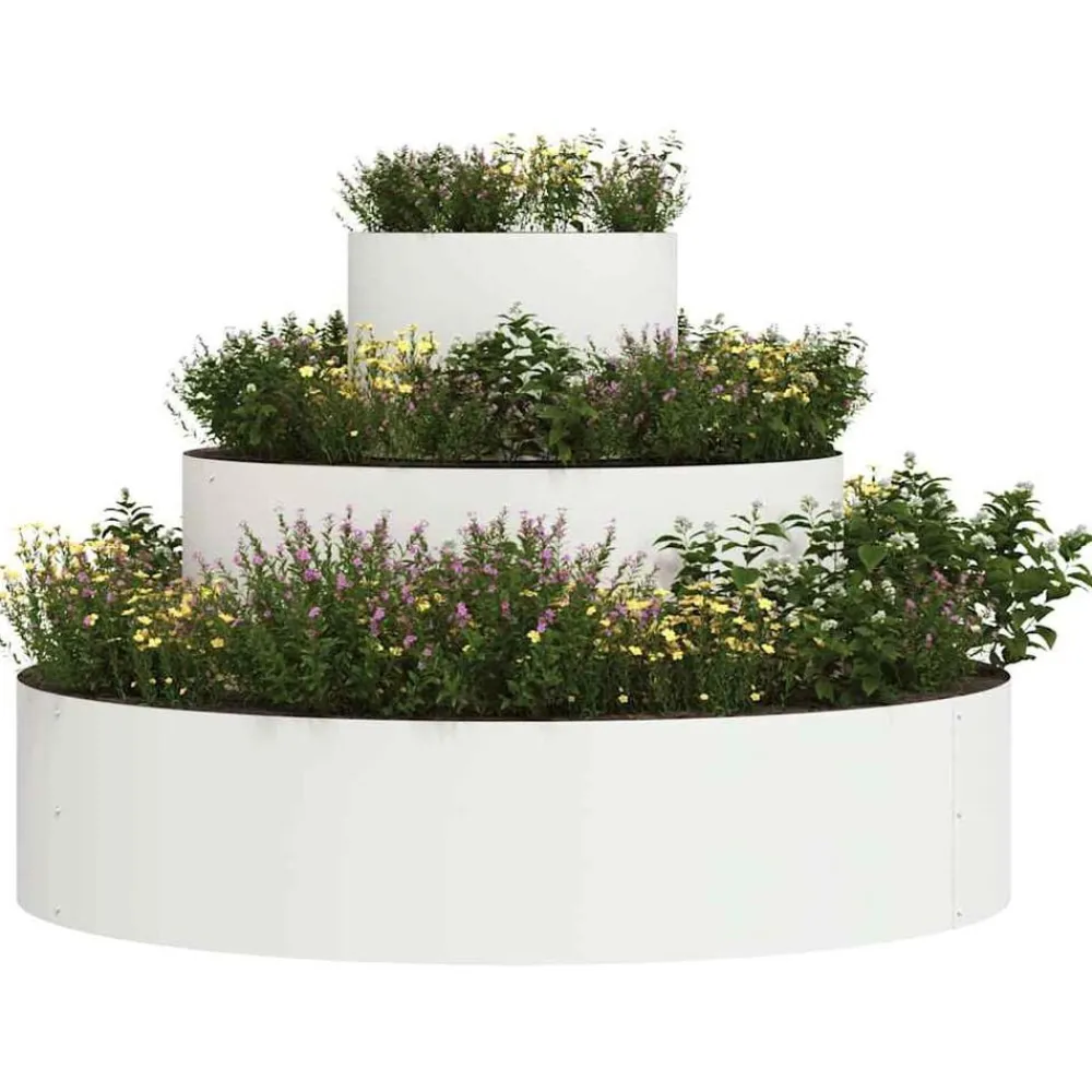 vidaXL Cache-pot de jardin Blanc 90 x 90 x 20 cm Acier laminé à froid