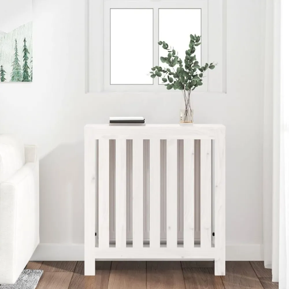 Accessoires Pour Appareils Électroménagers-vidaXL Cache-radiateur 79,5x19x84 cm Bois massif de pin Blanc