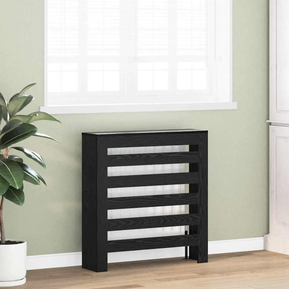 vidaXL Cache-Radiateur Chêne noir 78 x 20 x 82 cm Bois d'ingénierie