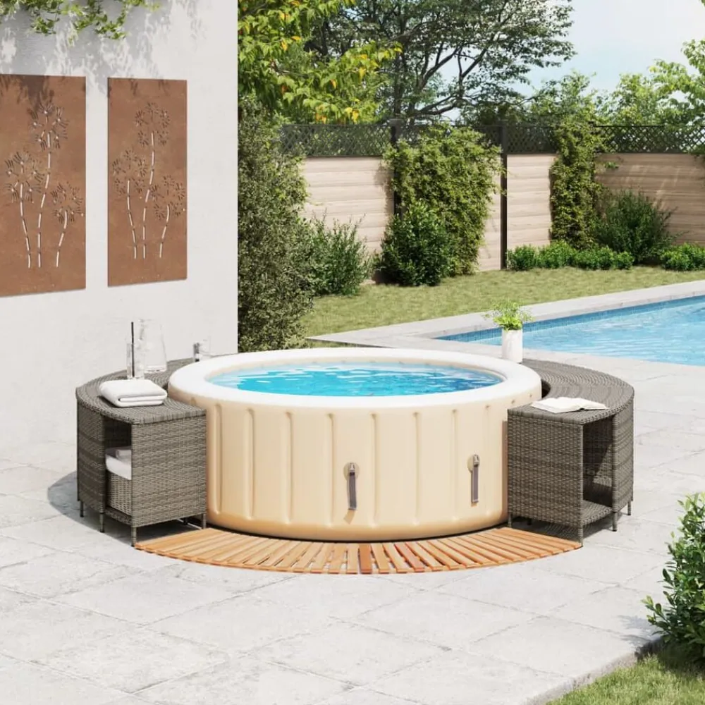 Piscine & Spa-vidaXL Cadre de bain à remous résine tressée bois massif d'acacia Gris