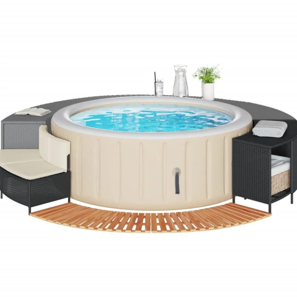 Piscine & Spa-vidaXL Cadre de bain à remous résine tressée bois massif d'acacia Noir