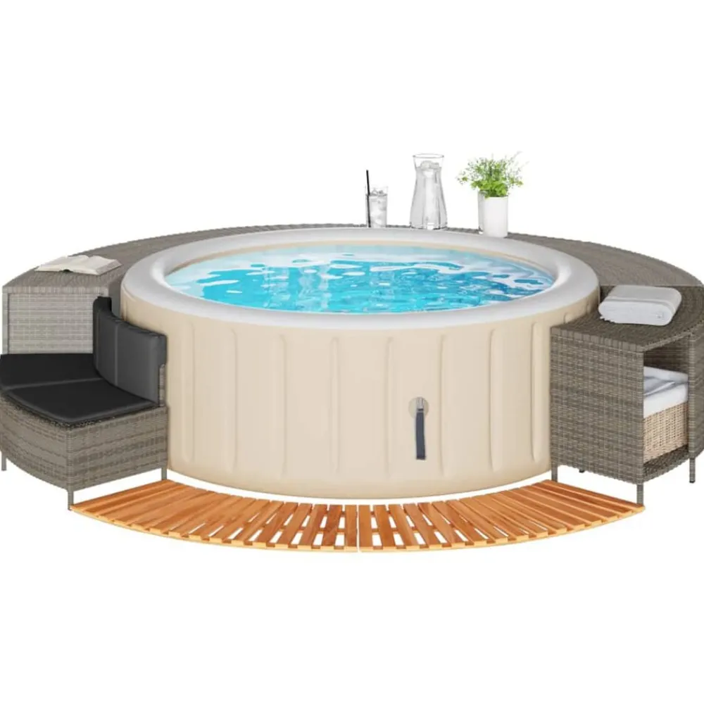 Piscine & Spa-vidaXL Cadre de bain à remous résine tressée bois massif d'acacia Gris