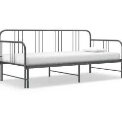 Lits & Accessoires-vidaXL Cadre de canapé-lit extensible sans matelas métal 90x200cm Gris