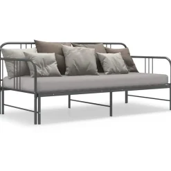 Lits & Accessoires-vidaXL Cadre de canapé-lit extensible sans matelas métal 90x200cm Gris