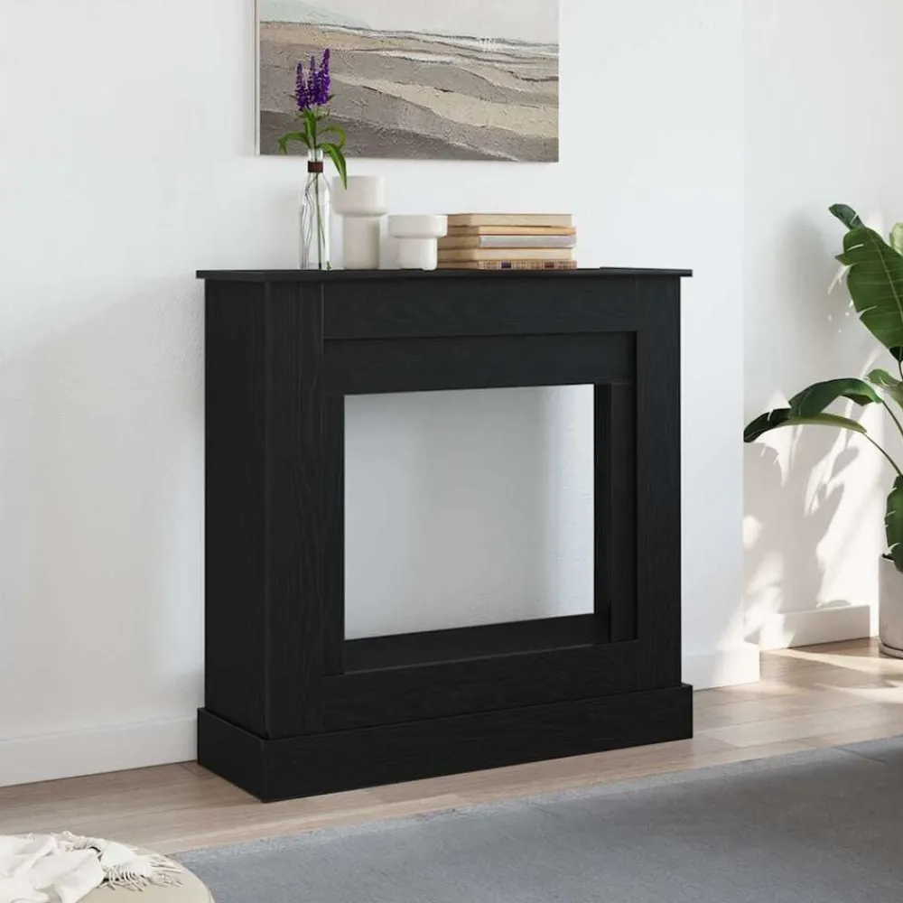 vidaXL Cadre de cheminée chêne noir 90x30x90 cm bois d'ingénierie