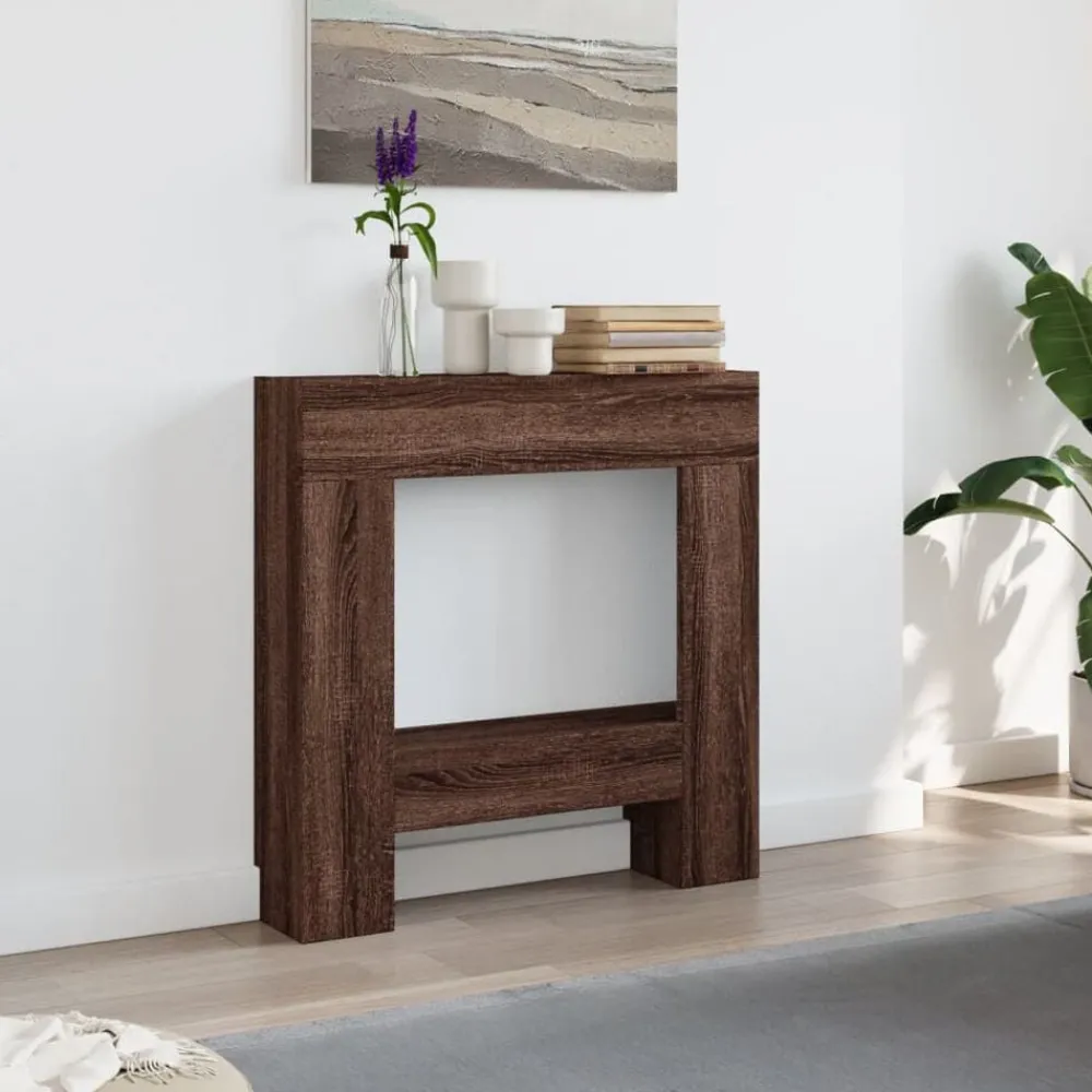 vidaXL Cadre de cheminée chêne marron 81x18x82 cm bois d'ingénierie