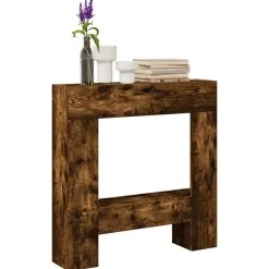 vidaXL Cadre de cheminée chêne fumé 81x18x82 cm bois d'ingénierie