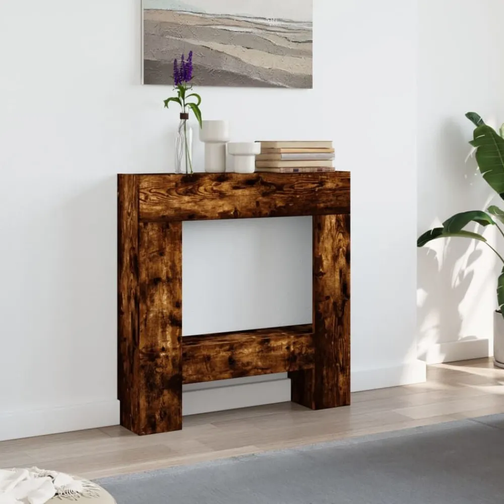 vidaXL Cadre de cheminée chêne fumé 81x18x82 cm bois d'ingénierie