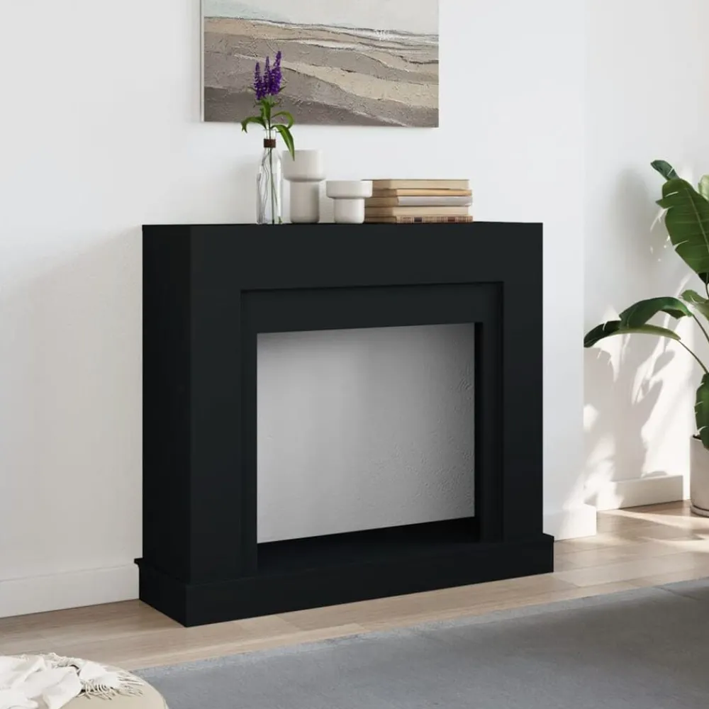 Accessoires Pour Cheminées & Poêles À Bois-vidaXL Cadre de cheminée 100x30x87,5 cm bois d'ingénierie Noir