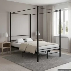 vidaXL Cadre de lit à baldaquin sans matelas métal 120x200 cm