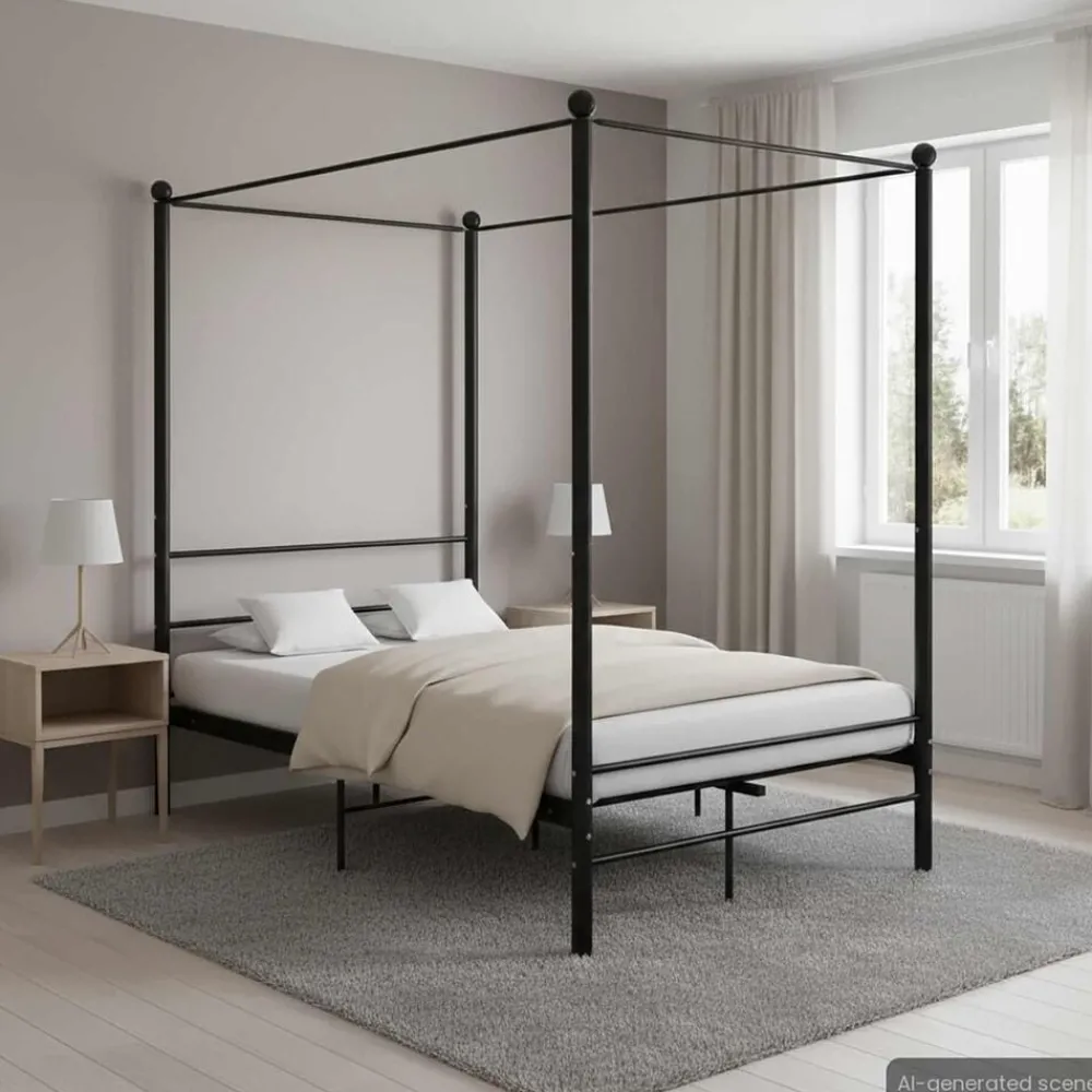 vidaXL Cadre de lit à baldaquin sans matelas métal 120x200 cm