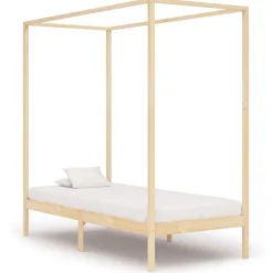 vidaXL Cadre de lit à baldaquin sans matelas bois massif 100x200 cm