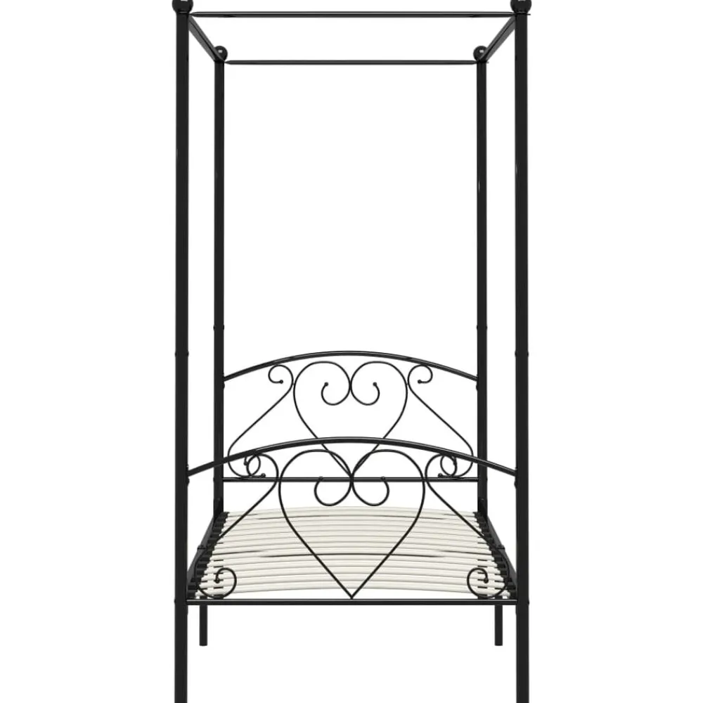 Lits & Accessoires-vidaXL Cadre de lit à baldaquin sans matelas métal 90x200 cm Noir