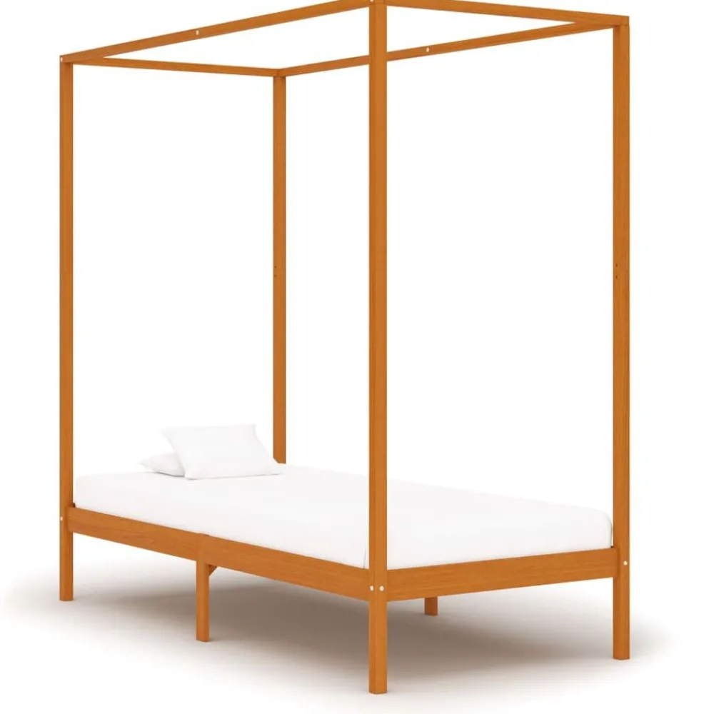 Lits & Accessoires-vidaXL Cadre de lit à baldaquin sans matelas bois massif 90x200 cm marron miel