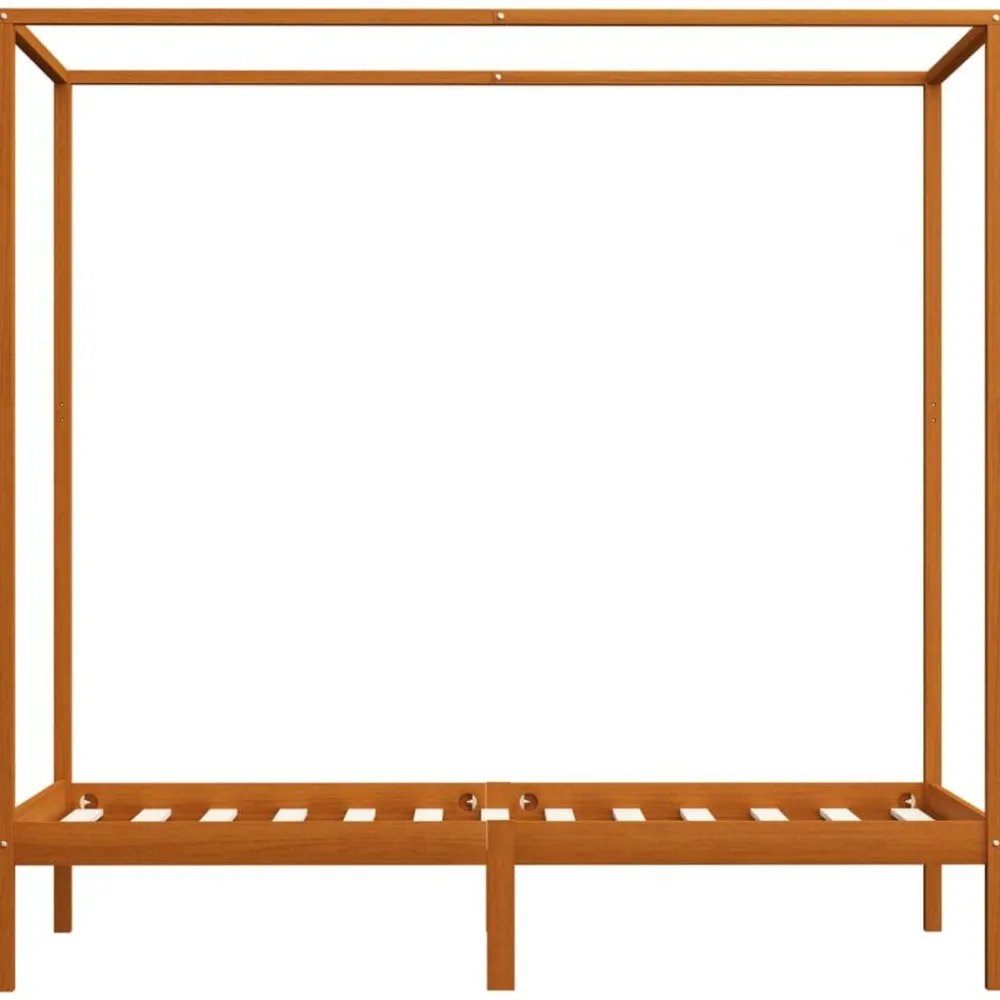Lits & Accessoires-vidaXL Cadre de lit à baldaquin sans matelas bois massif 90x200 cm marron miel
