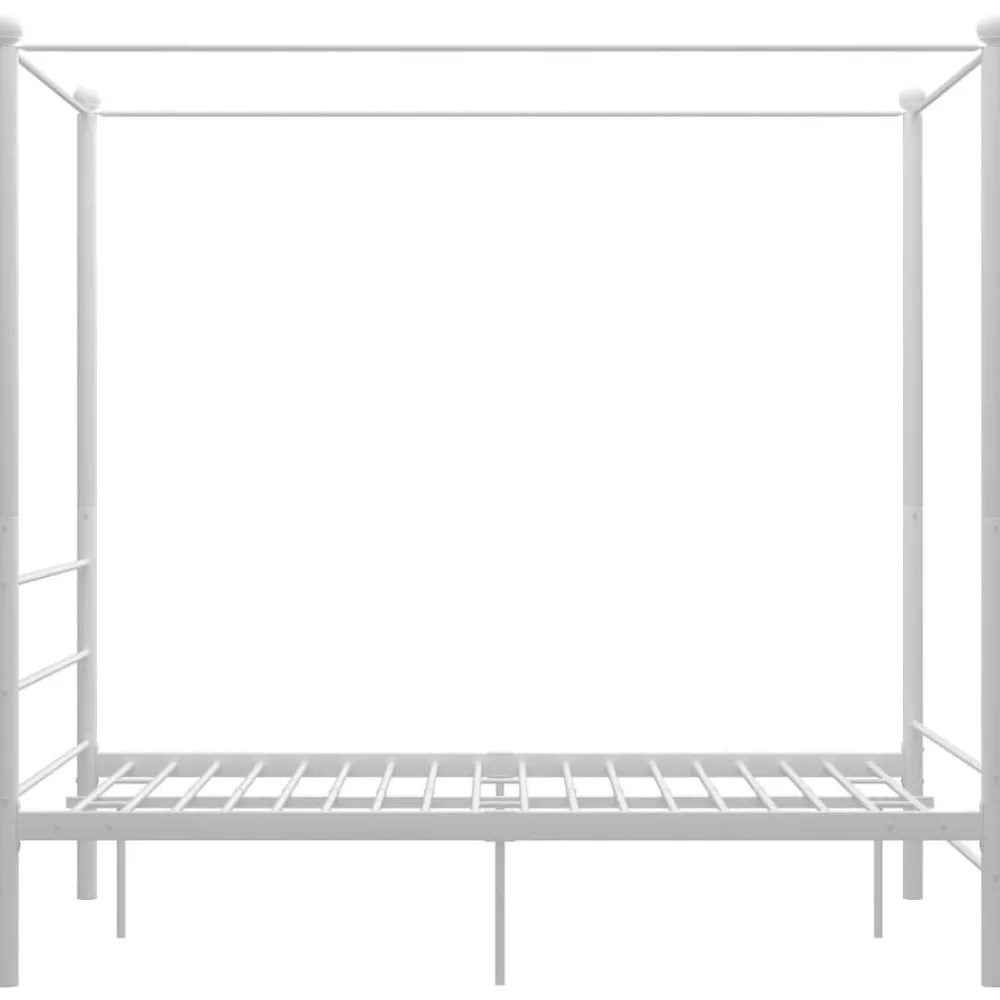 Lits & Accessoires-vidaXL Cadre de lit à baldaquin sans matelas métal 120x200 cm Blanc