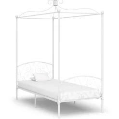Lits & Accessoires-vidaXL Cadre de lit à baldaquin sans matelas métal 90x200 cm Blanc