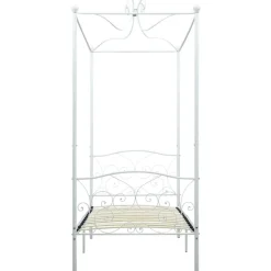 Lits & Accessoires-vidaXL Cadre de lit à baldaquin sans matelas métal 90x200 cm Blanc