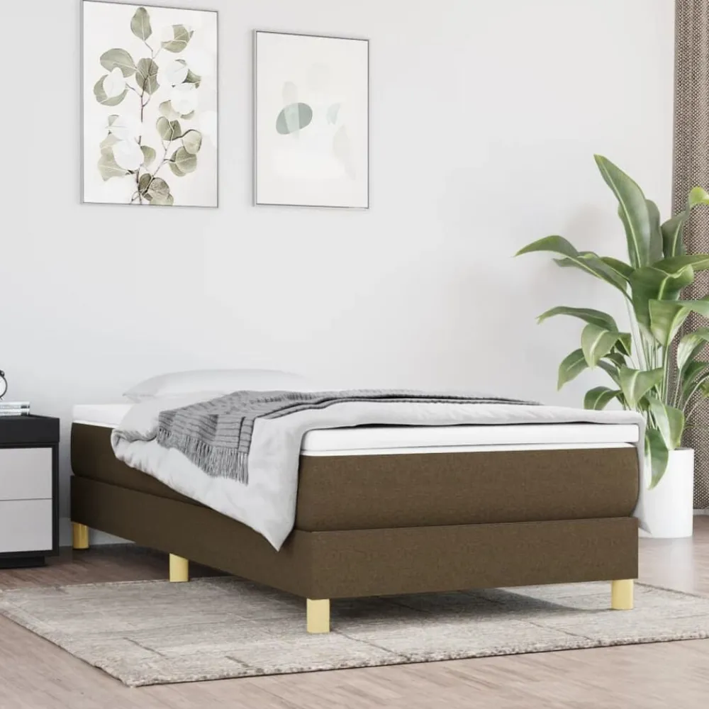 Lits & Accessoires-vidaXL Cadre de lit à lattes 80x200 cm tissu Marron foncé
