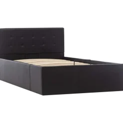 Lits & Accessoires-vidaXL Cadre de lit à rangement hydraulique Similicuir 90x200 cm Noir