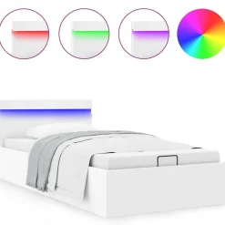 vidaXL Cadre de lit à rangement hydraulique sans matelas avec LED