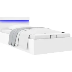 vidaXL Cadre de lit à rangement hydraulique sans matelas avec LED