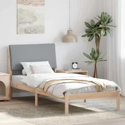 Lits & Accessoires-vidaXL Cadre de lit avec tête de lit 100 x 200 cm Marron et gris clair