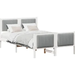 Lits & Accessoires-vidaXL Cadre de lit avec tête de lit 120 x 200 cm Blanc et gris clair